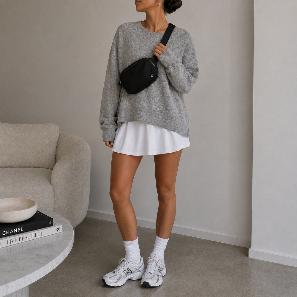 Aerie Sweatshirt Womens Medium Gray Oversized Knit Pullover Athleisure Chic